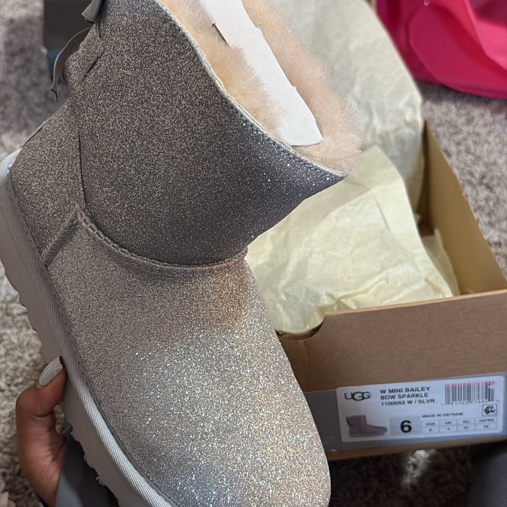 UGG Sparkling Silver Mini Boots